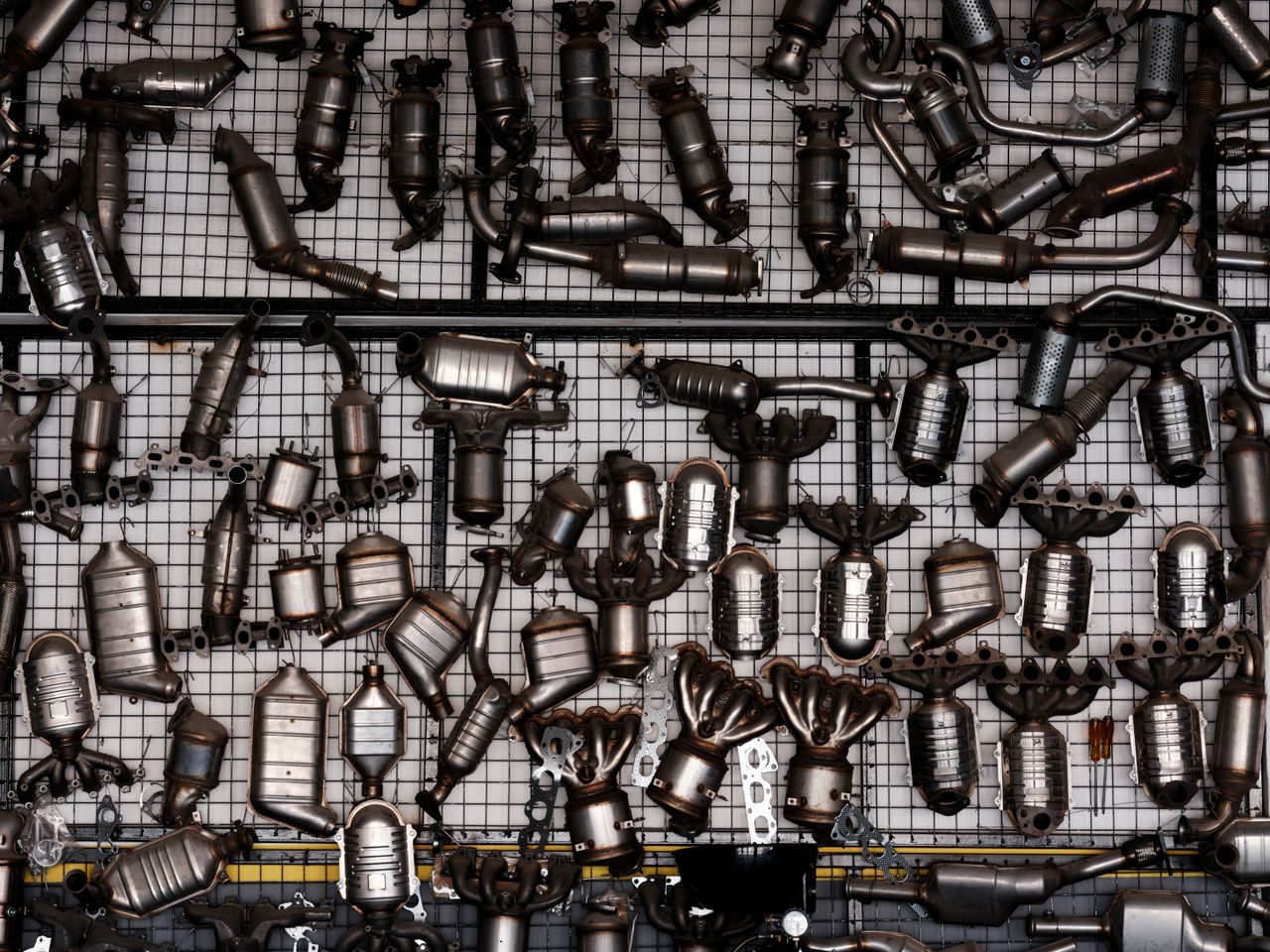 Fabricated exhaust parts on the wall