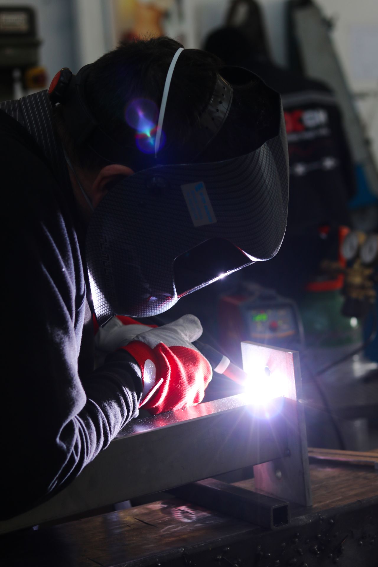 Close-up of a bright welding arc